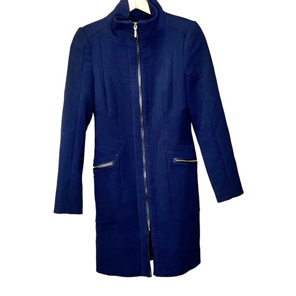 Zara Jackets & Blazers - Zara Navy Wool Long Jacket- Size‎ S
